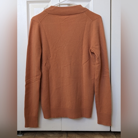 J.Crew Sienna Brown V-neck Button Henley Cashmere Sweater - Picture 2 of 9